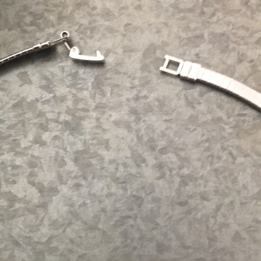 Silver Collar Statement Necklace With Crystal - image 6